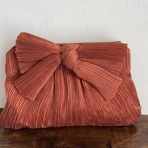 NWT MSRP$250 Loeffler Randall  Rochelle Bow Plisse Frame Clutch